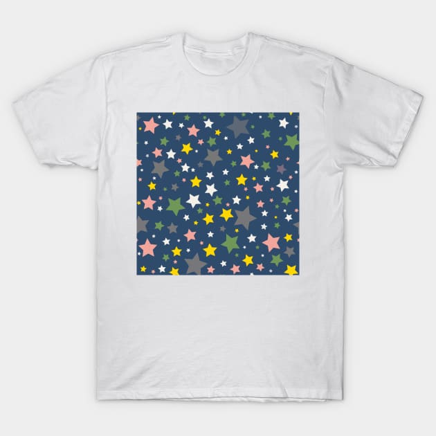 Colourful Constellation of Stars on Blue Background T-Shirt by NattyDesigns